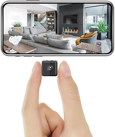 Caméra de sécurité mini WiFi 1080p sans fil HD pour maison, vision nocturne, détection mouvement.