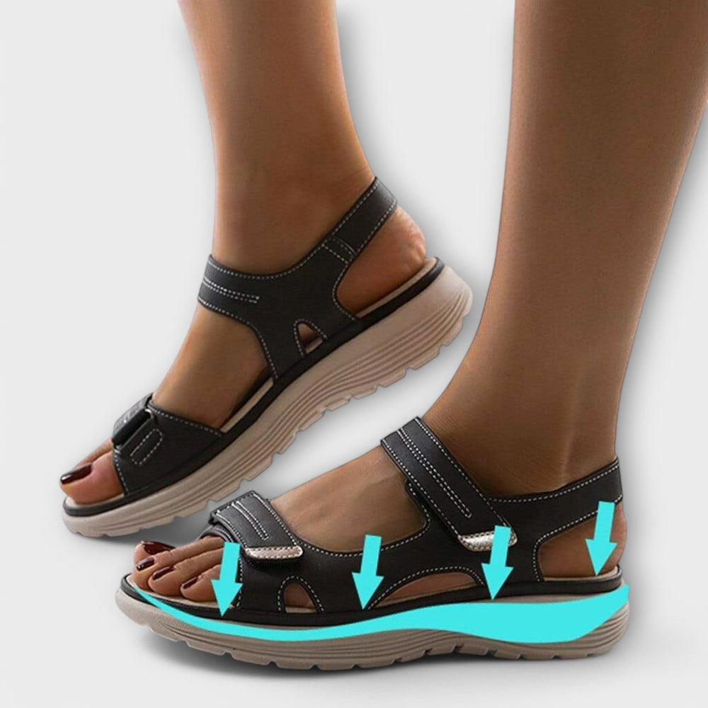 Sandales Nally femme pour soulager douleur talon et fasciite plantaire, marche confortable.