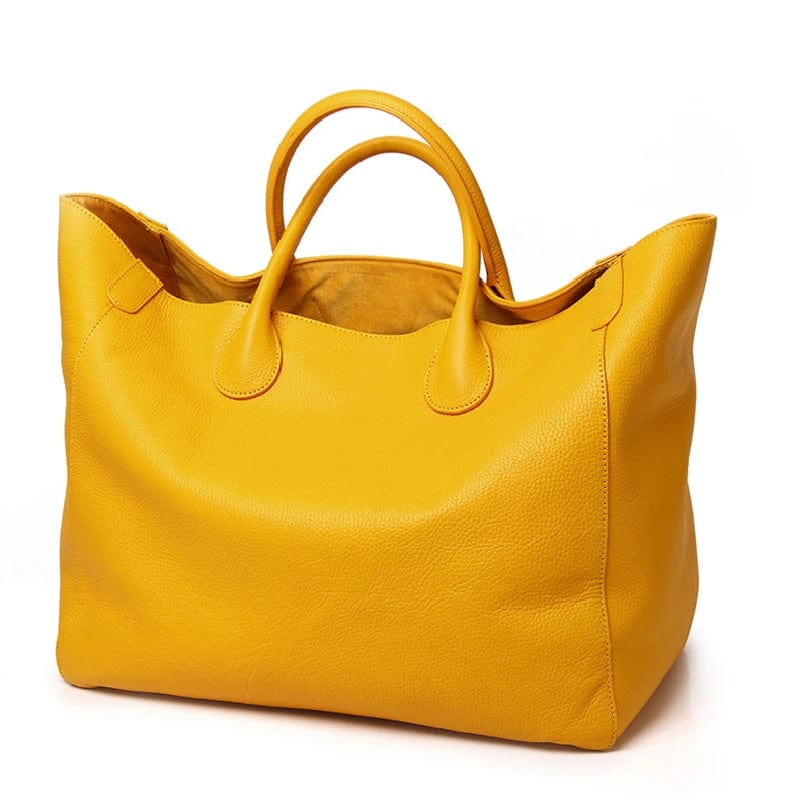 Grand sac à main fourre-tout en cuir véritable, idéal pour transporter vos essentiels du quotidien ou de travail.