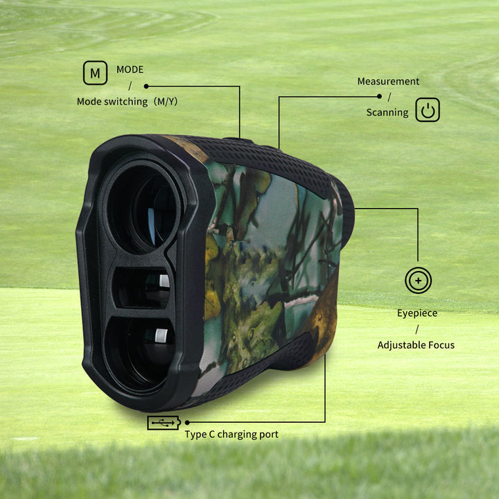 Télémètre de chasse avec optique avancée, rechargeable, pour une mesure précise et fiable en extérieur.