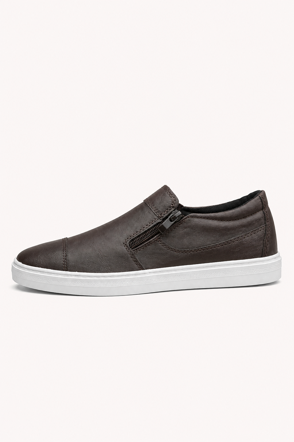 Baskets décontractées homme mode, fermeture éclair latérale, semelle souple pour un confort optimal au printemps.