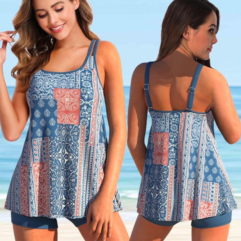 Tankini plage grande taille femme, élégant et confortable pour toutes les silhouettes.
