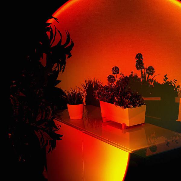 Lampe LED coucher de soleil, projecteur ambiance relaxante, décoration salon chambre, lumière chaude unique.